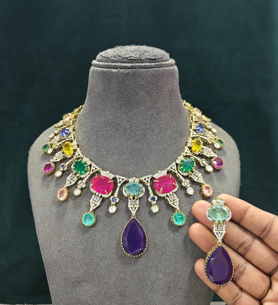 Indian Bridal Necklace Set, Kundan Style Choker with Matching Earrings