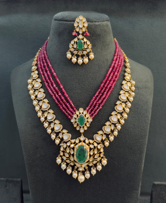 Indian Bridal Kundan Necklace Set with Earrings | Traditional Wedding Jewelry | Statement Layered Necklace