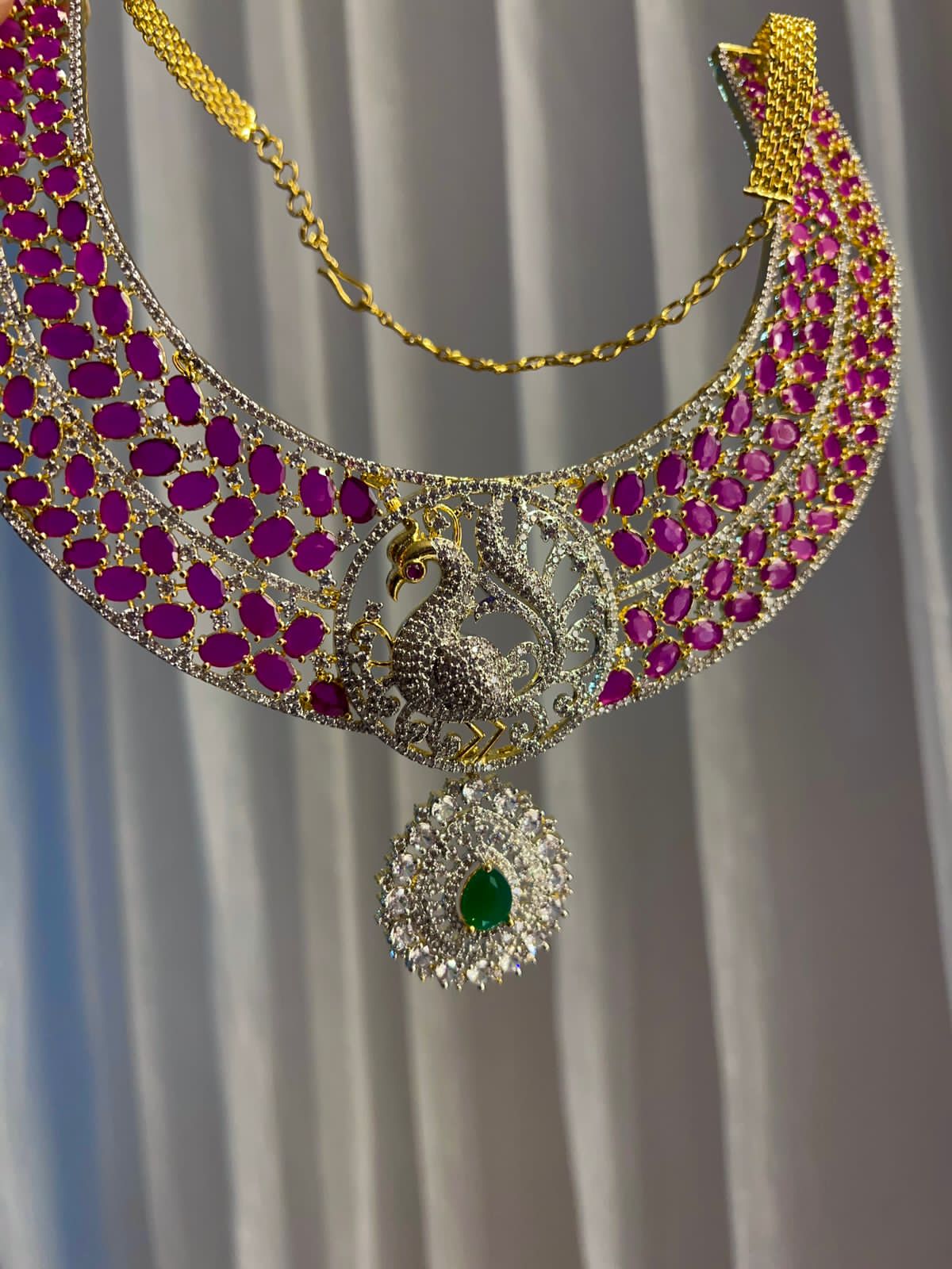 High Quality Super Luxury choker set with Earrings jewelry set ,southindain Diamond Necklace