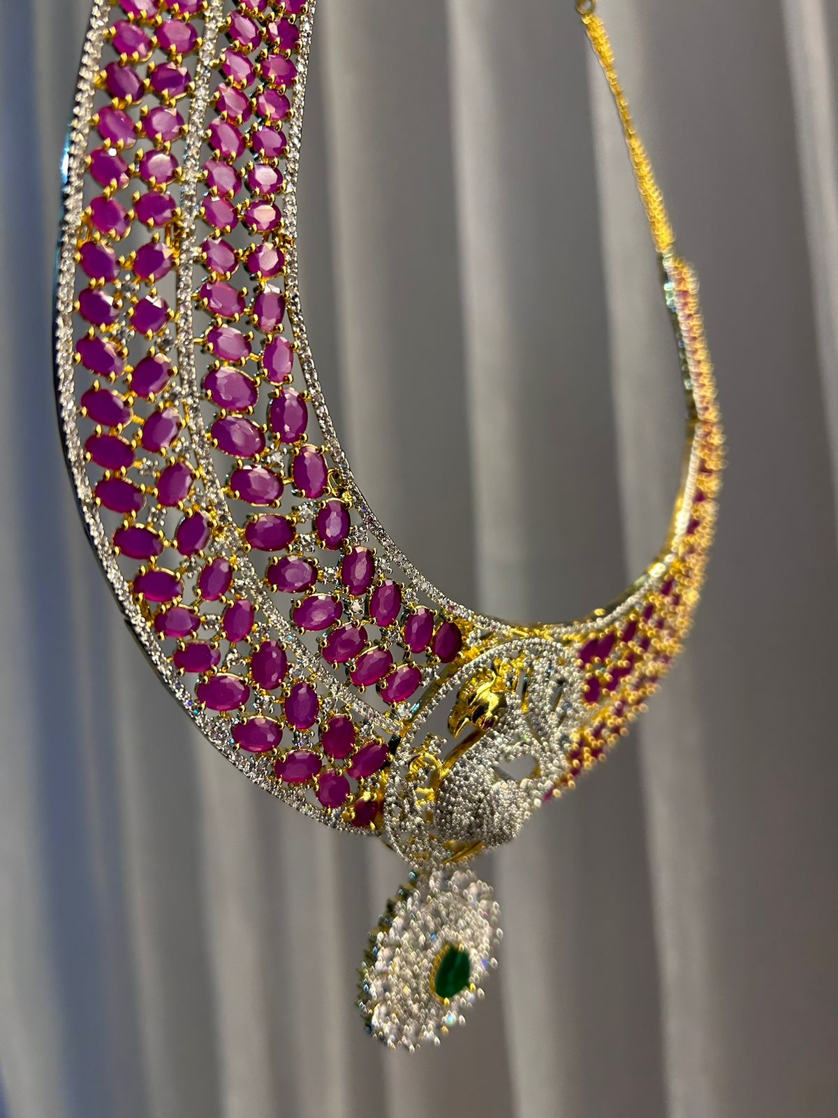 High Quality Super Luxury choker set with Earrings jewelry set ,southindain Diamond Necklace