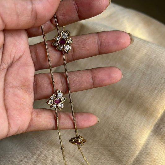Exquisite Elegance: Victorian Polish Designer Anklet with Triple Pendants