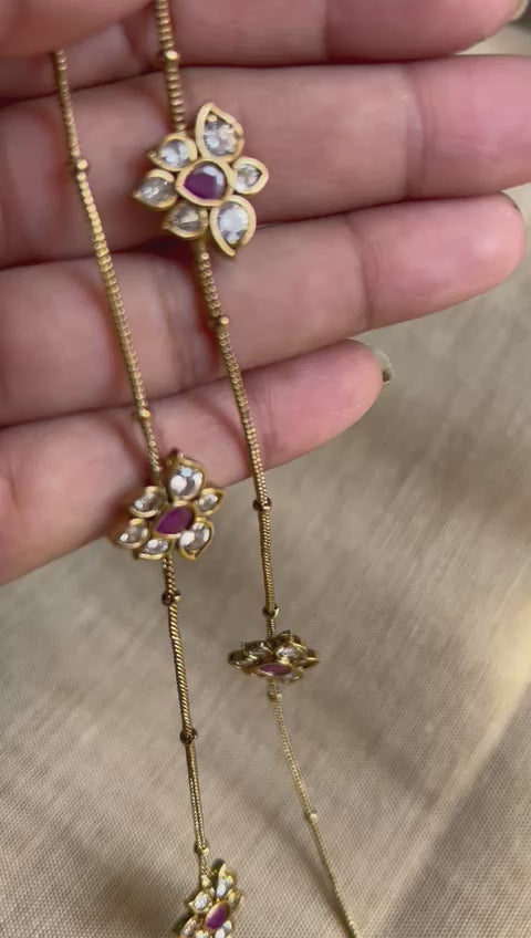 Exquisite Elegance: Victorian Polish Designer Anklet with Triple Pendants