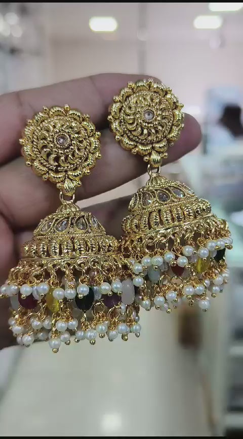 Radiant Elegance: Gold-Plated Jhumka Jewelry Collection
