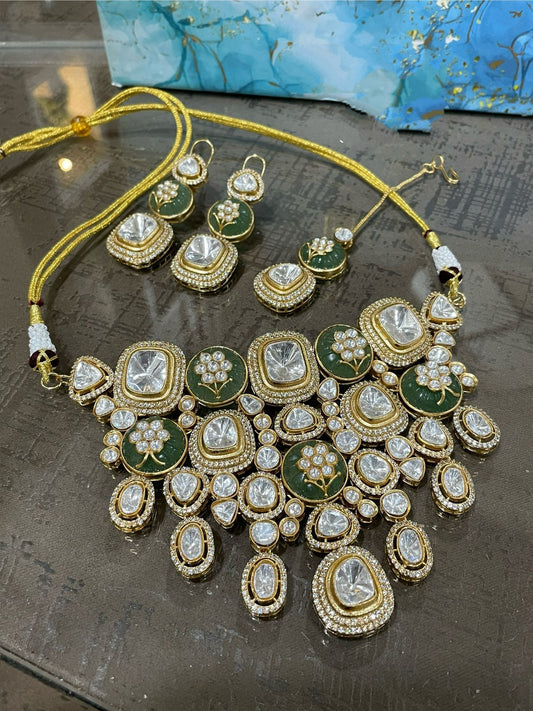 Premium Kundan Choker Jewelry Set | Bridal Necklace with Earrings & Maangtikka | Traditional Indian Wedding Jewelry | Ethnic Festive Set
