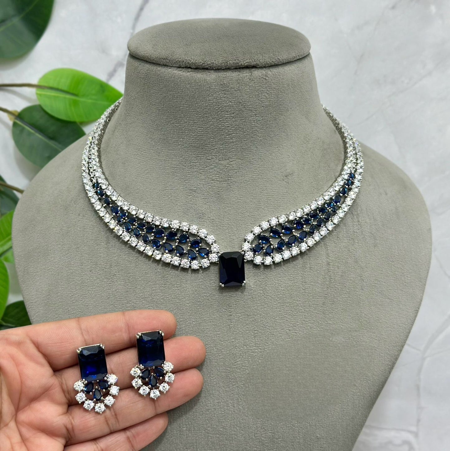 American Diamond Necklace Set with Earrings