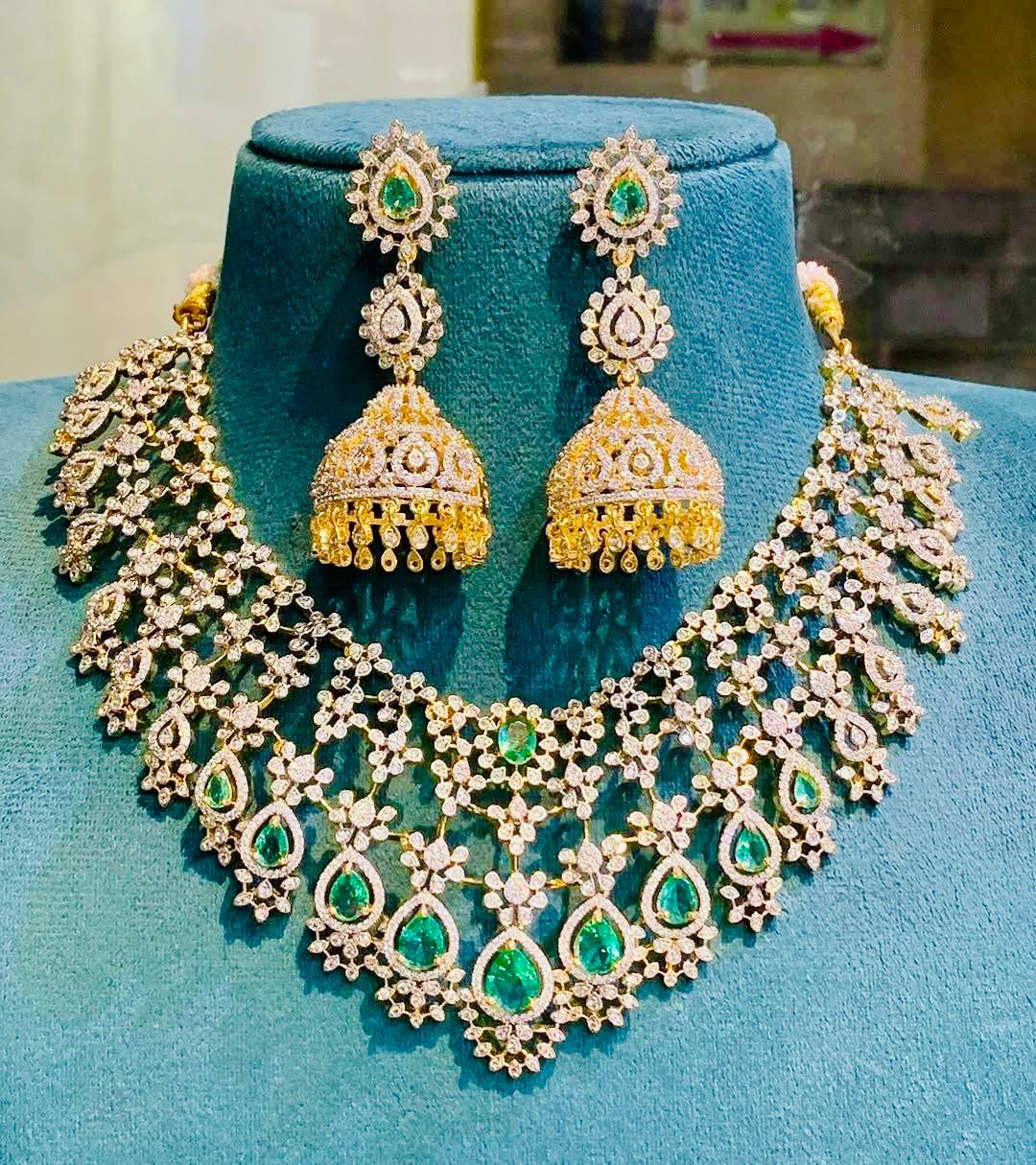Premium Quality Replica Diamond nekclace set with Earrings jewellery set