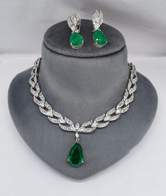 Premium American Diamond Necklace Set with Earrings | Elegant Bridal & Party Wear Jewelry | Sparkling CZ Statement Jewelry