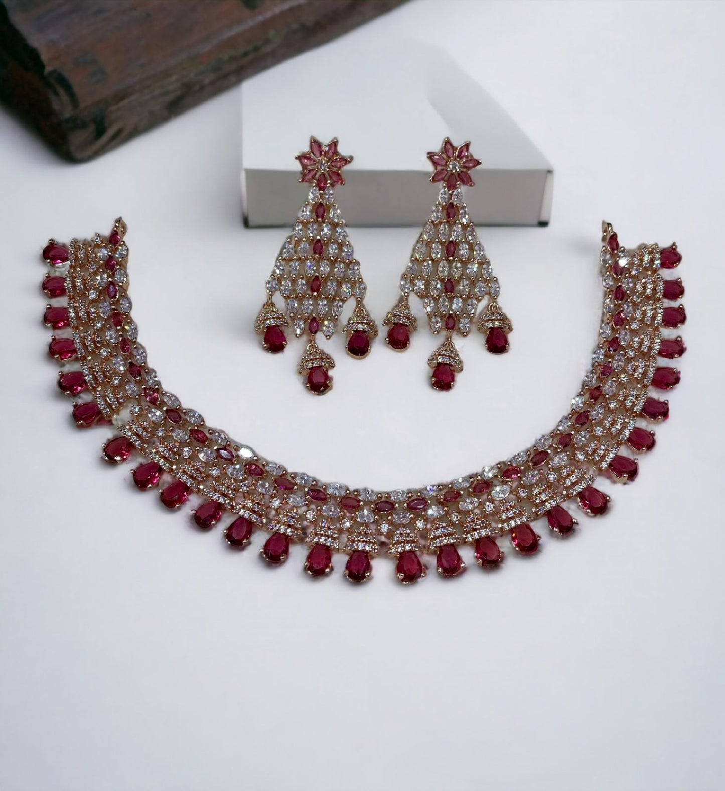 American Diamond Necklace Set with Earrings – Sagunittujewel's Exquisite Jewelry Collection