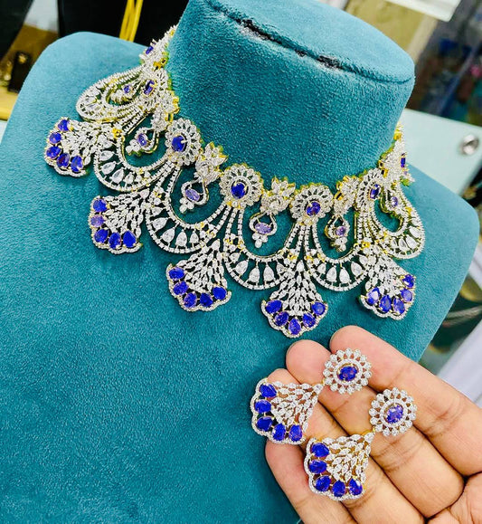 Premium Quality Replica Diamond nekclace set with Earrings jewellery set
