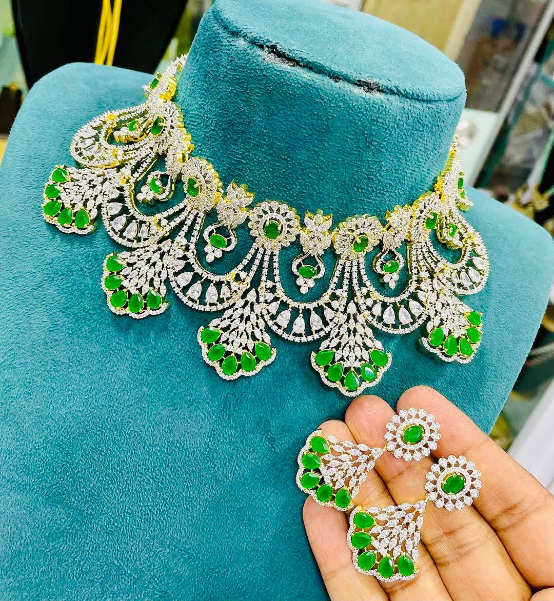 Premium Quality Replica Diamond nekclace set with Earrings jewellery set