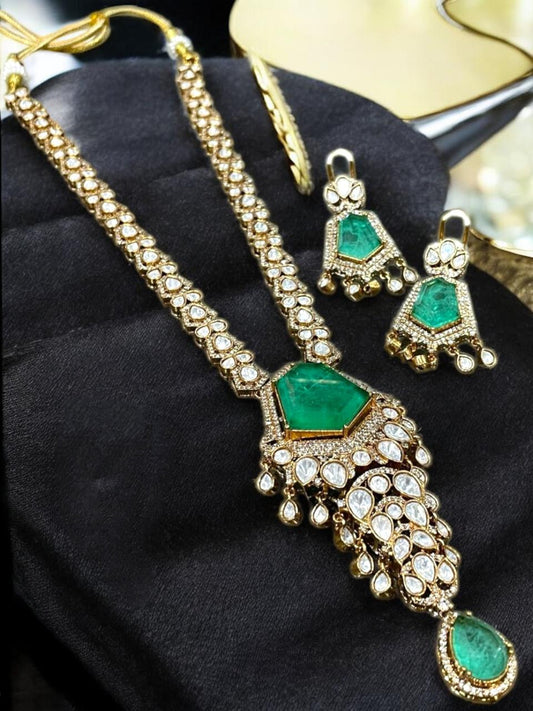 High Quality Doublet Stone Kundan Necklace Set with Matching Earrings | Indian Bridal Jewelry | Statement Polki Necklace | Wedding Gift for Her