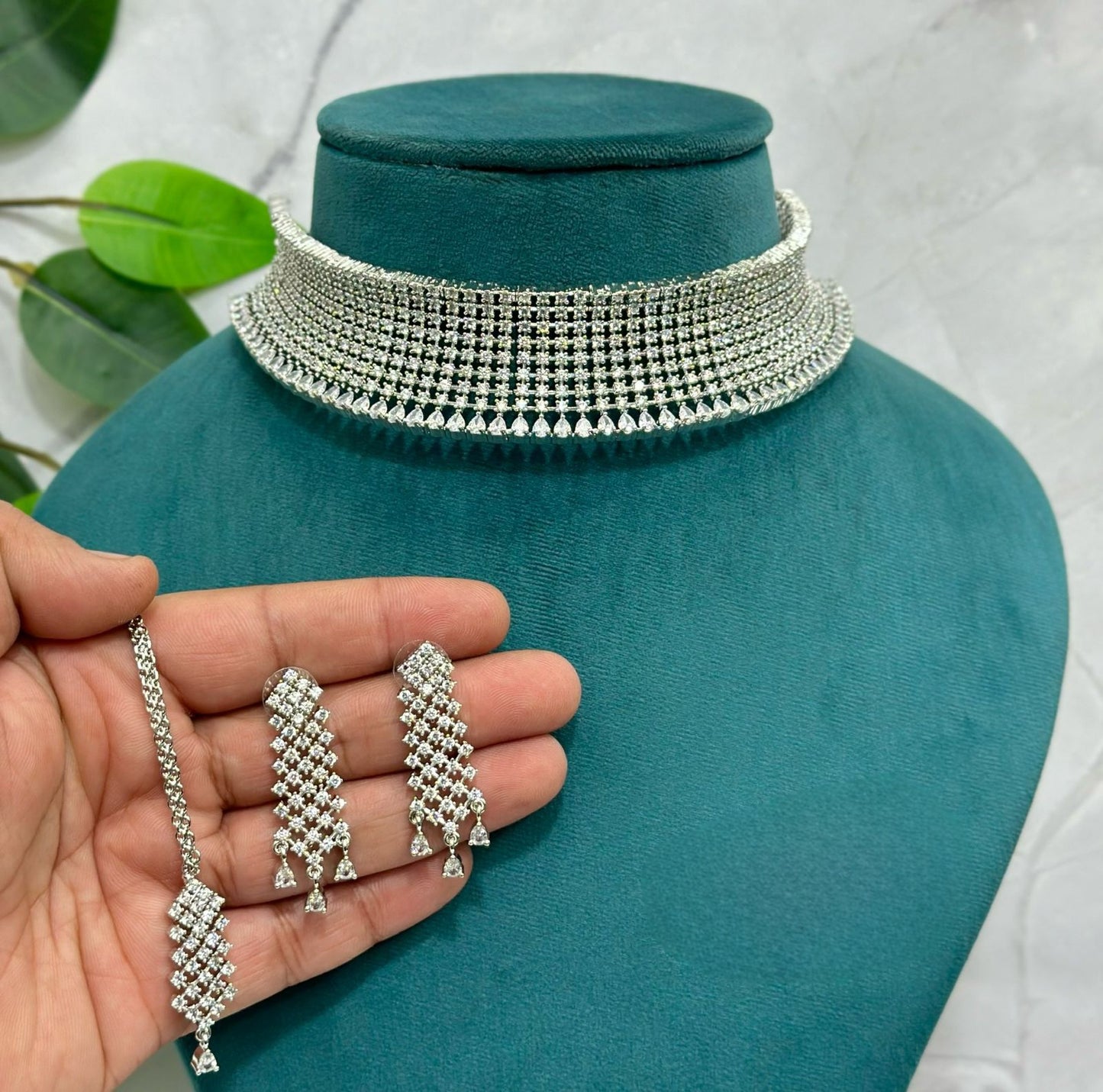 American Diamond Necklace Set with Earrings