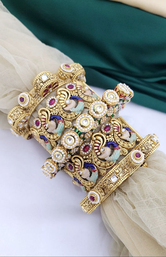 Premium Rajwadi Bridal Openable Bangle Set for Both Hands | Royal Wedding Jewelry