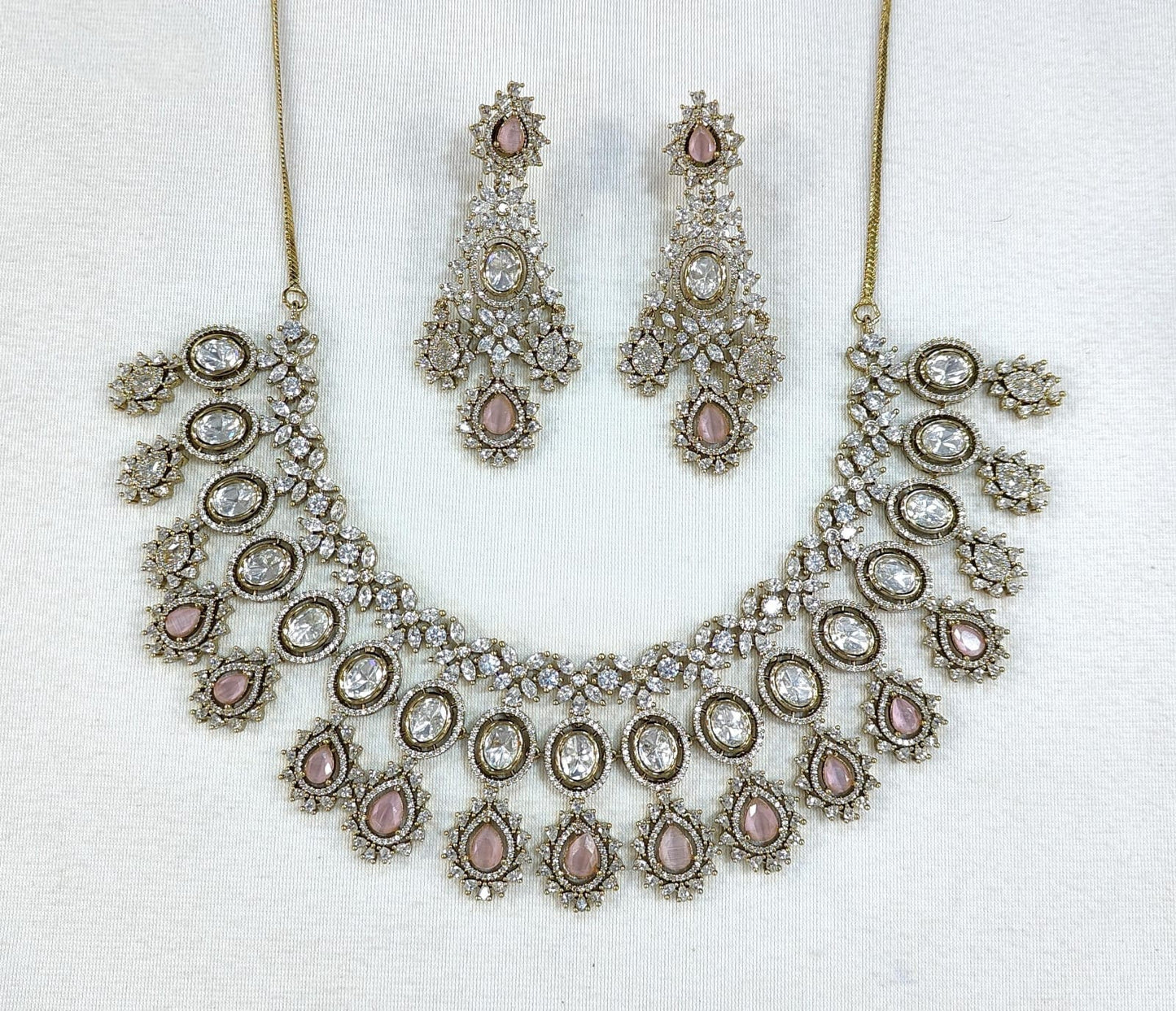 Royal Elegance CZ Long Necklace Set with Matching Earrings – Premium Bridal & Party Wear Jewelry