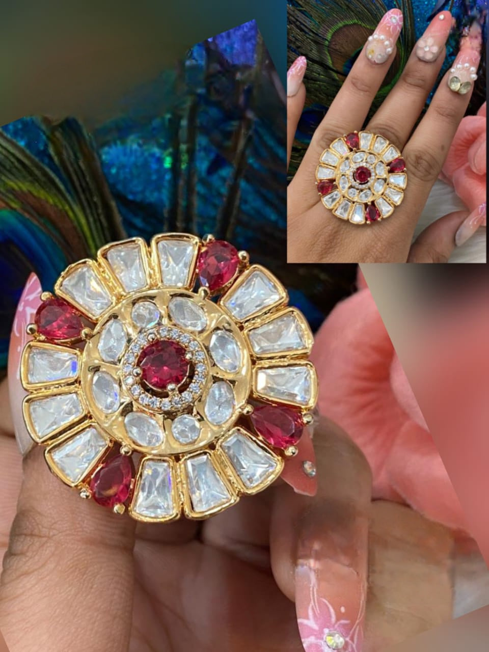 Radiant Elegance: Premium Adjustable Tyaani Kundan Ring