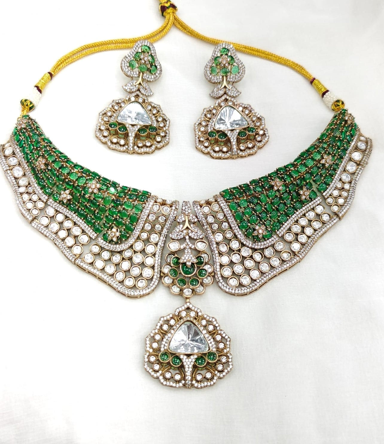 Premium Quality Moissanite Kundan Choker Set with Earrings | Bridal Jewellery Set
