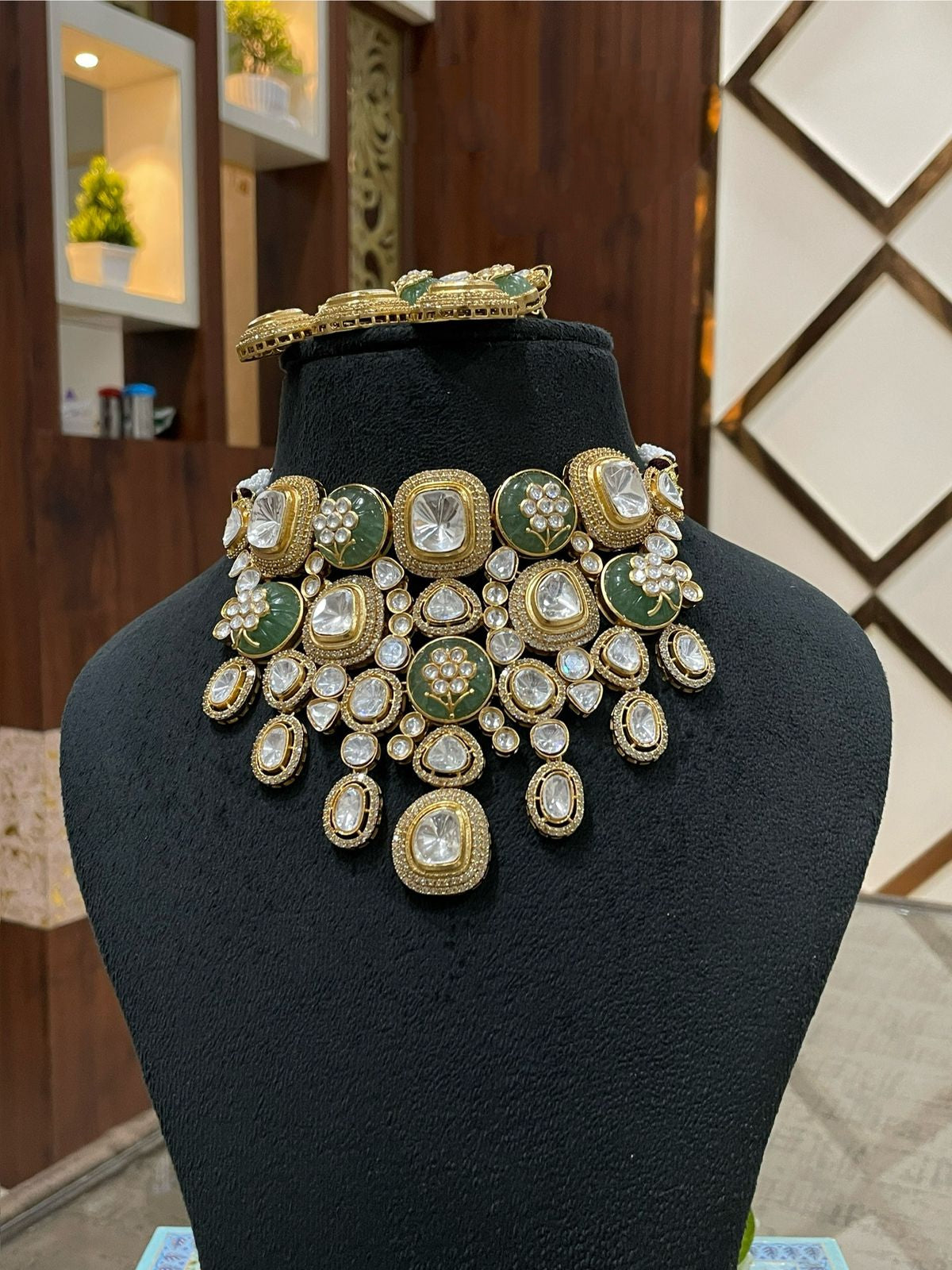 Premium Kundan Choker Jewelry Set Bridal Necklace with Earrings