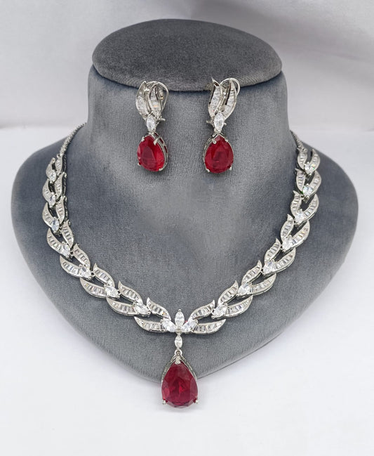 Premium American Diamond Necklace Set with Earrings | Elegant Bridal & Party Wear Jewelry | Sparkling CZ Statement Jewelry