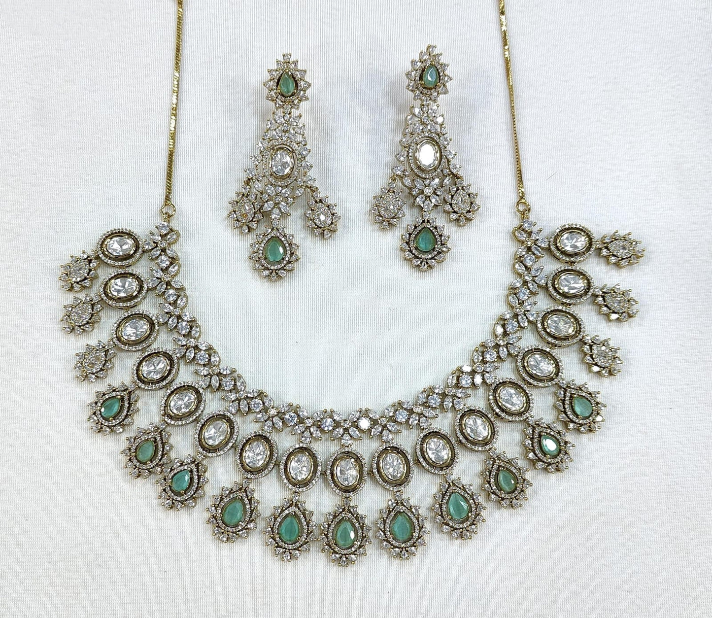 Royal Elegance CZ Long Necklace Set with Matching Earrings – Premium Bridal & Party Wear Jewelry