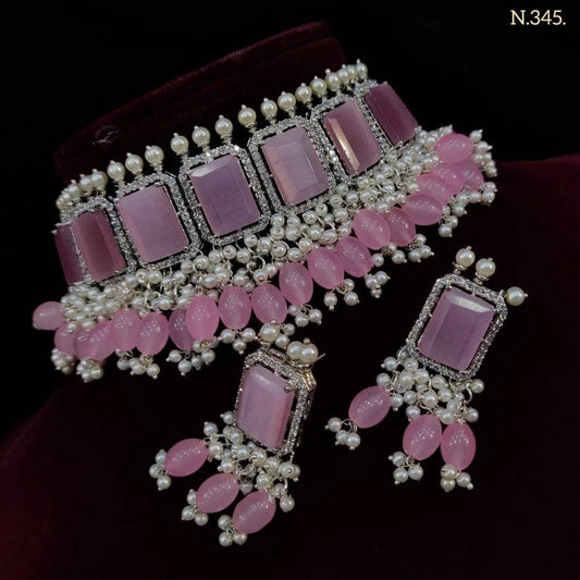 Victorian choker necklace set/American diamond choker set with earrings