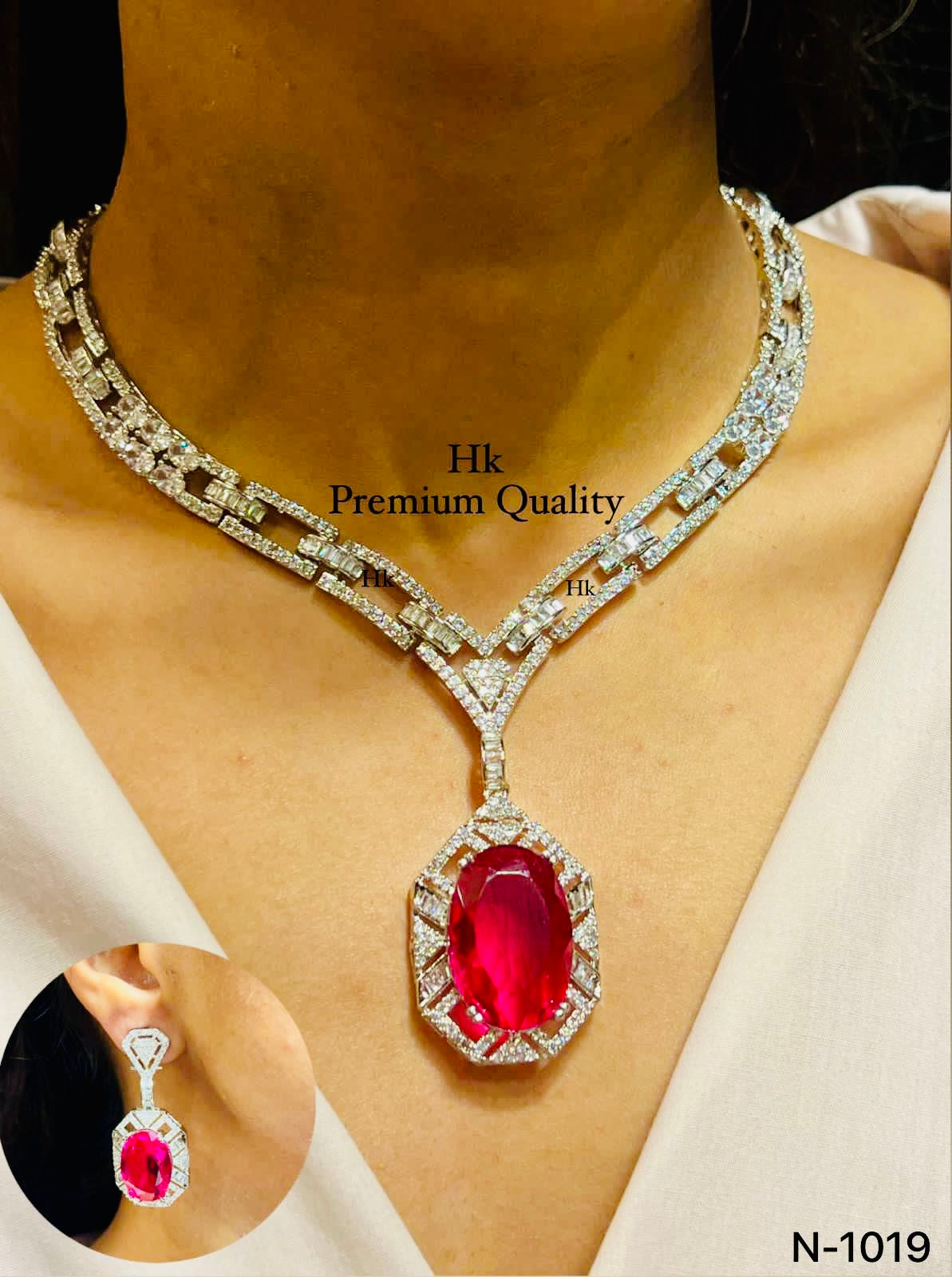 Premium Quality AD CZ Pendant Necklace Set with Earrings – Elegant & Timeless Jewelr