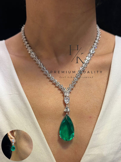 Premium Quality AD CZ Pendant Necklace Set with Earrings – Elegant & Timeless Jewelry