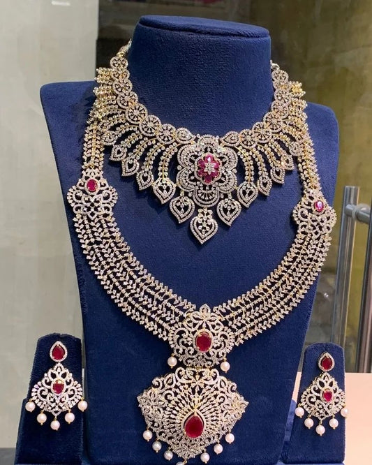 Exquisite Bridal Choker, Haram, and Earrings Set for a Timeless Wedding Glamour