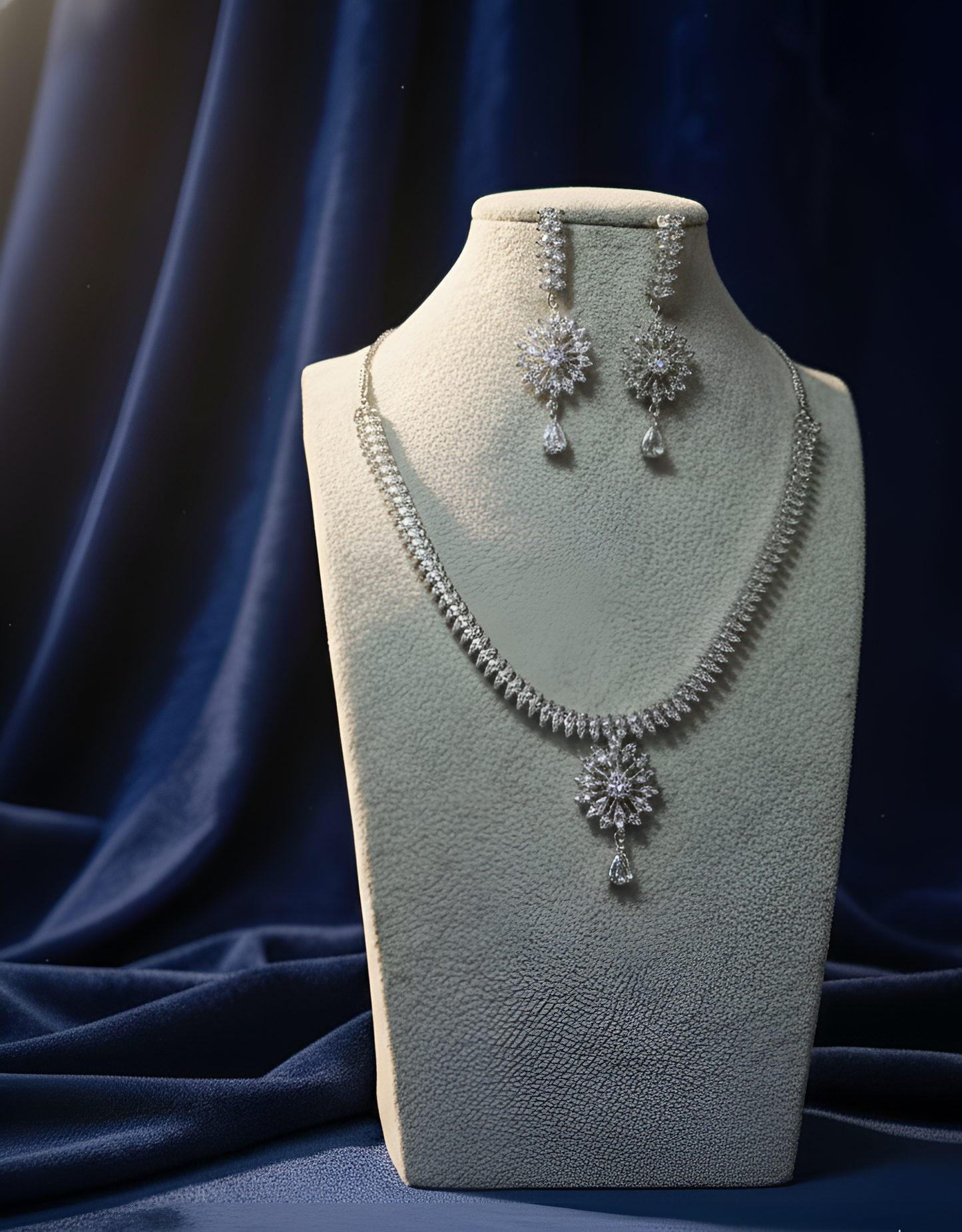 Elegant American Diamond Necklace Set with Earrings | Sparkling Indian Jewelry for Women