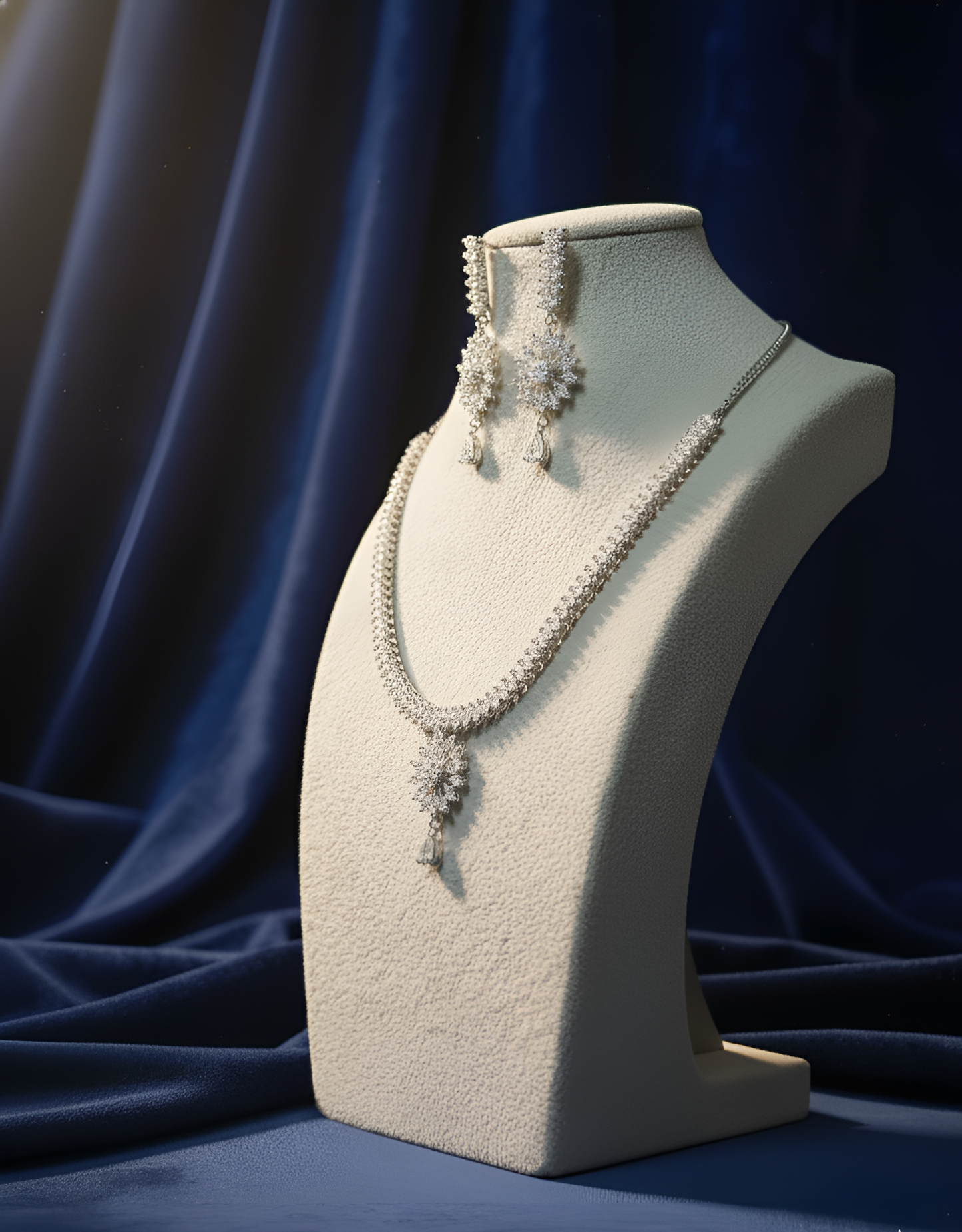 Elegant American Diamond Necklace Set with Earrings | Sparkling Indian Jewelry for Women