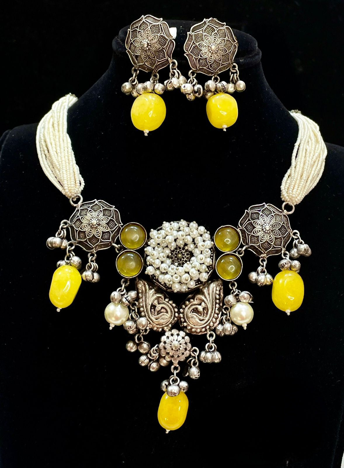 Timeless Elegance: Oxidized Necklace Set with Matching Earrings