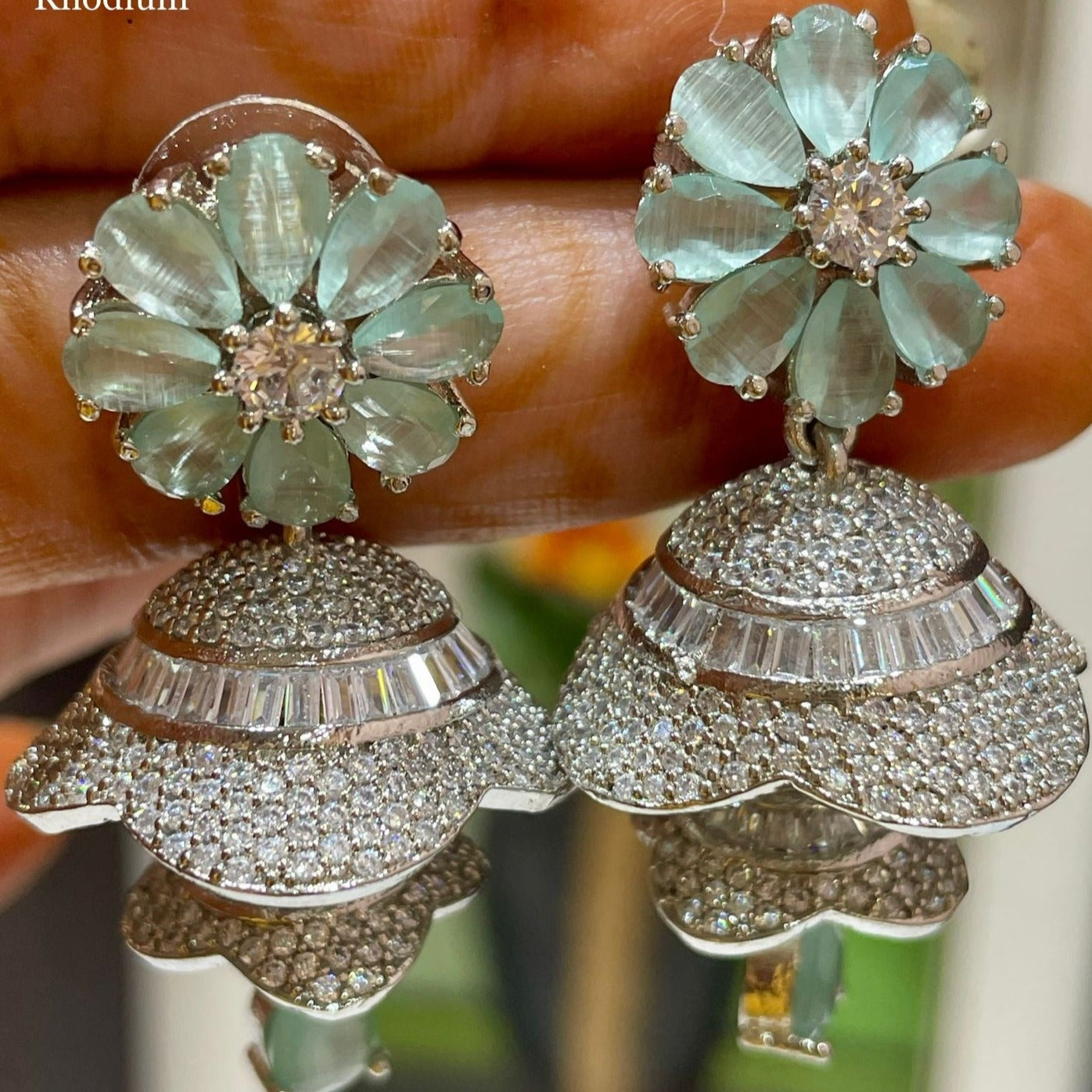 Dazzling Divinity: American Diamond Jhumka Earrings