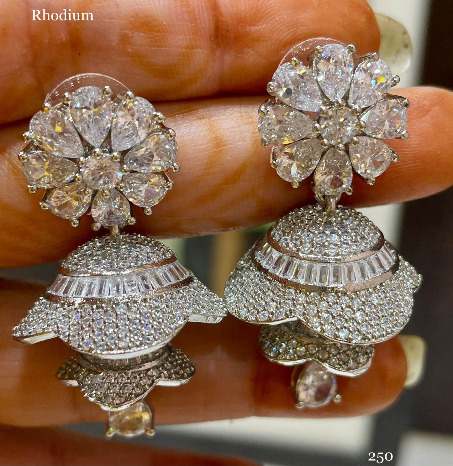 Dazzling Divinity: American Diamond Jhumka Earrings