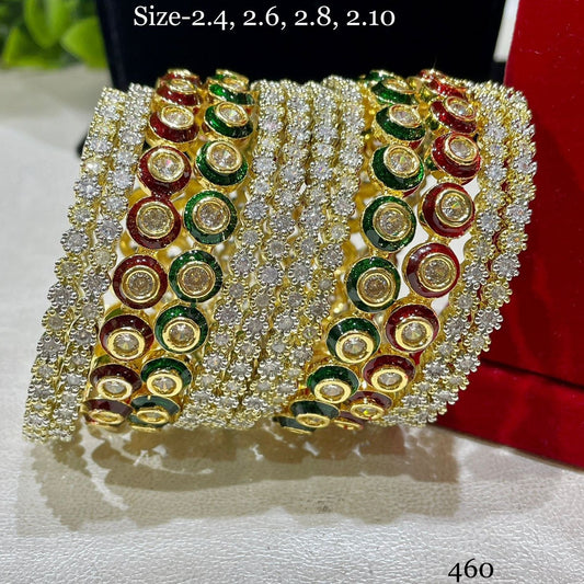 kundan and American diamond Bangle set ,CZ Premium Quality AD set with 12 bangles,engagement chooda set, cz bangle set