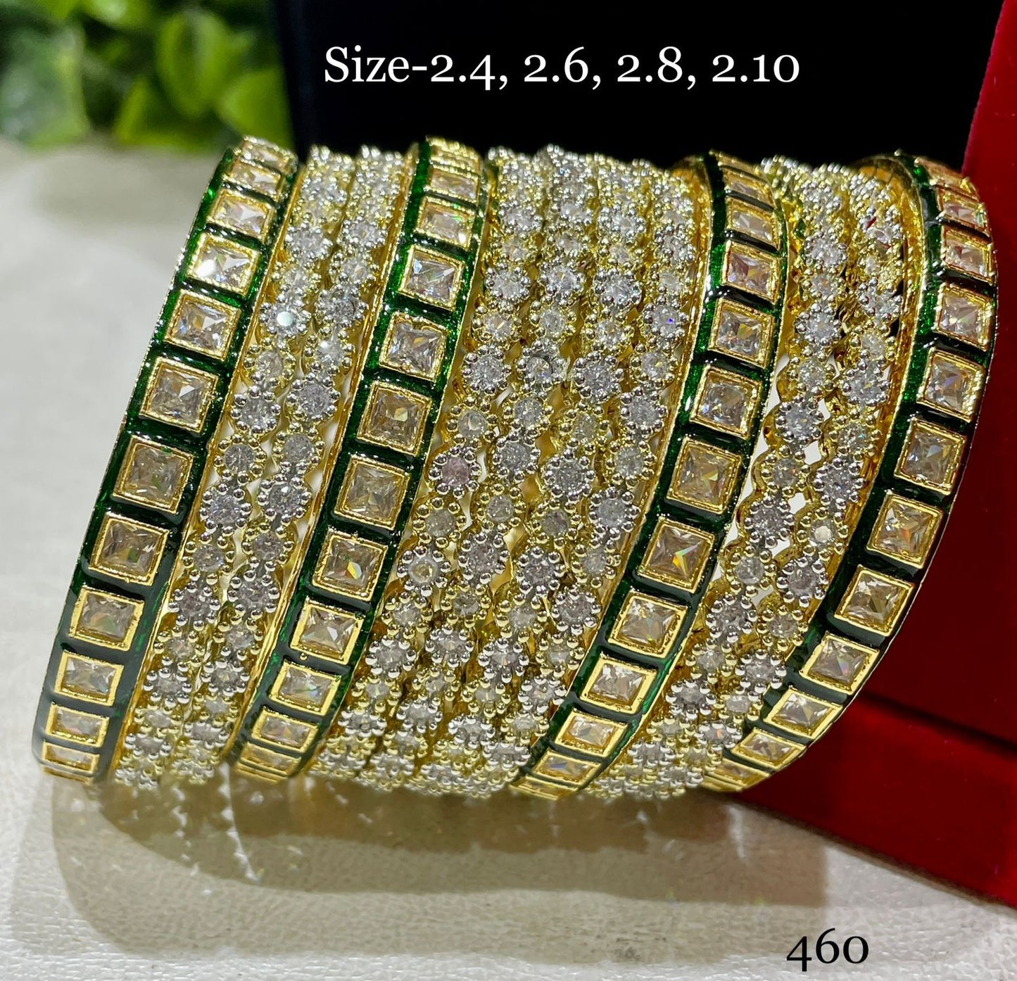 kundan and American diamond Bangle set ,CZ Premium Quality AD set with 12 bangles,engagement chooda set, cz bangle set
