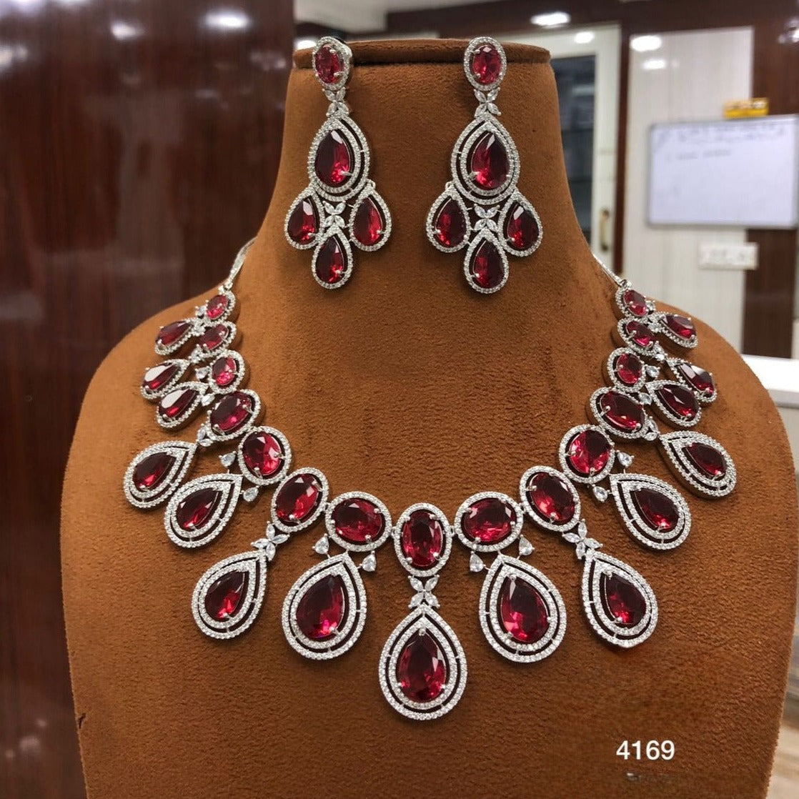 Radiant Elegance: American Diamond Necklace Set with Earrings - Complete Jewellery Ensemble
