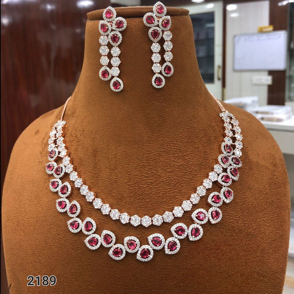 Spectacular AD Jewelry Set , American Diamond  Necklace and Earrings Jewelry set, , AD Necklace Set