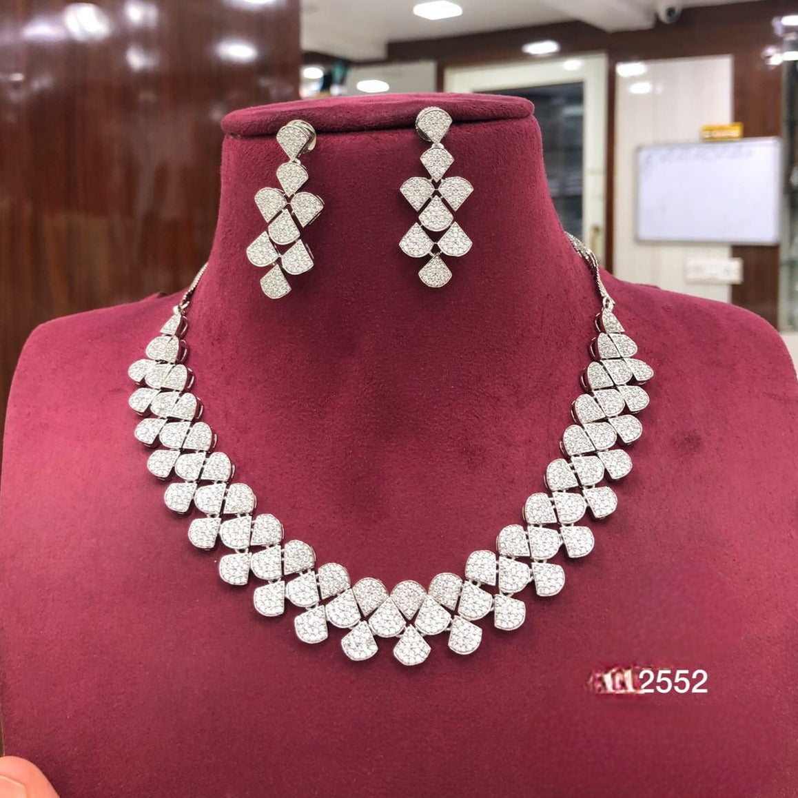 Elegant American Diamond Charming Necklace with Matching Earrings Set