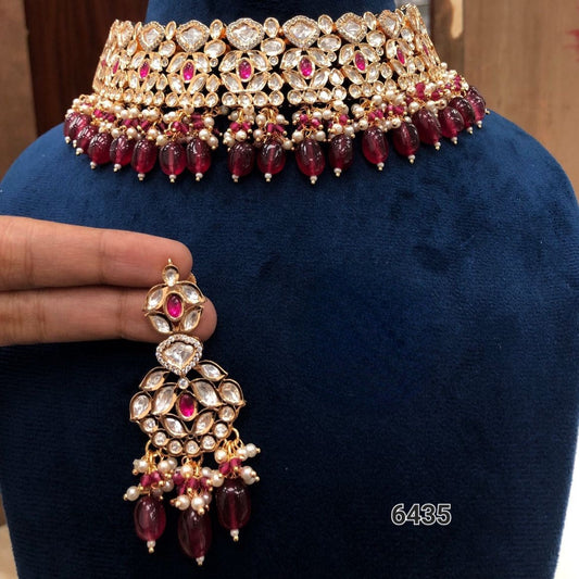 Radiant Charm, Polki Kundan Choker Set with Matching Earrings