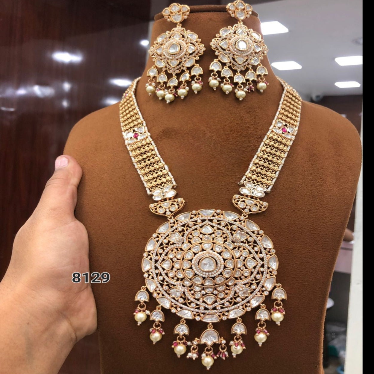 Big Choker polki kundan jewellery set with jhumka earrings , kundan jewellery , polki kundan necklace set