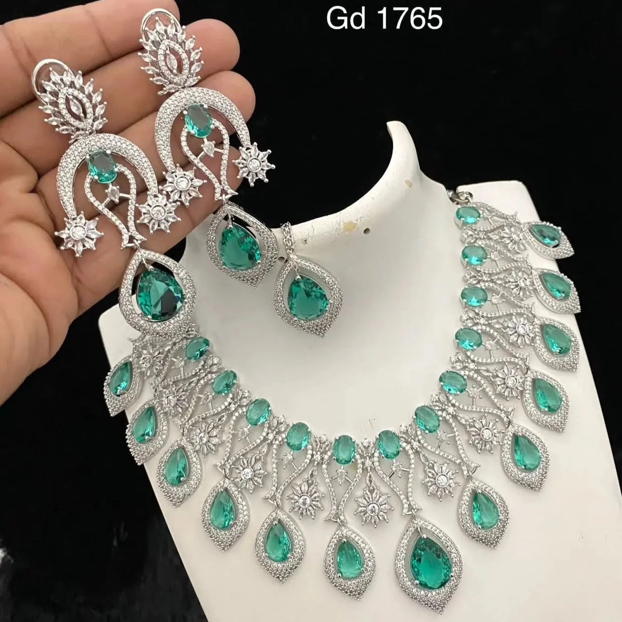 Dazzling American Diamond Necklace, Earring, and Maangtikka Set: Radiate Elegance and Glamour