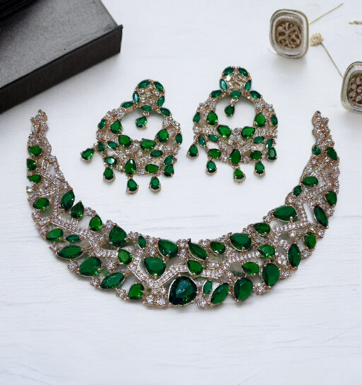 American Diamond Necklace Set with Earrings – Sagunittujewel's