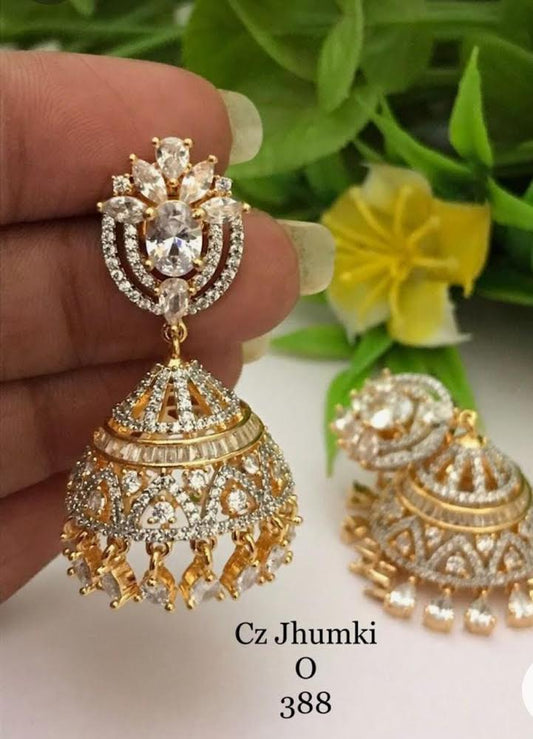 American Diamond charming golden jhumki earrings jewelry