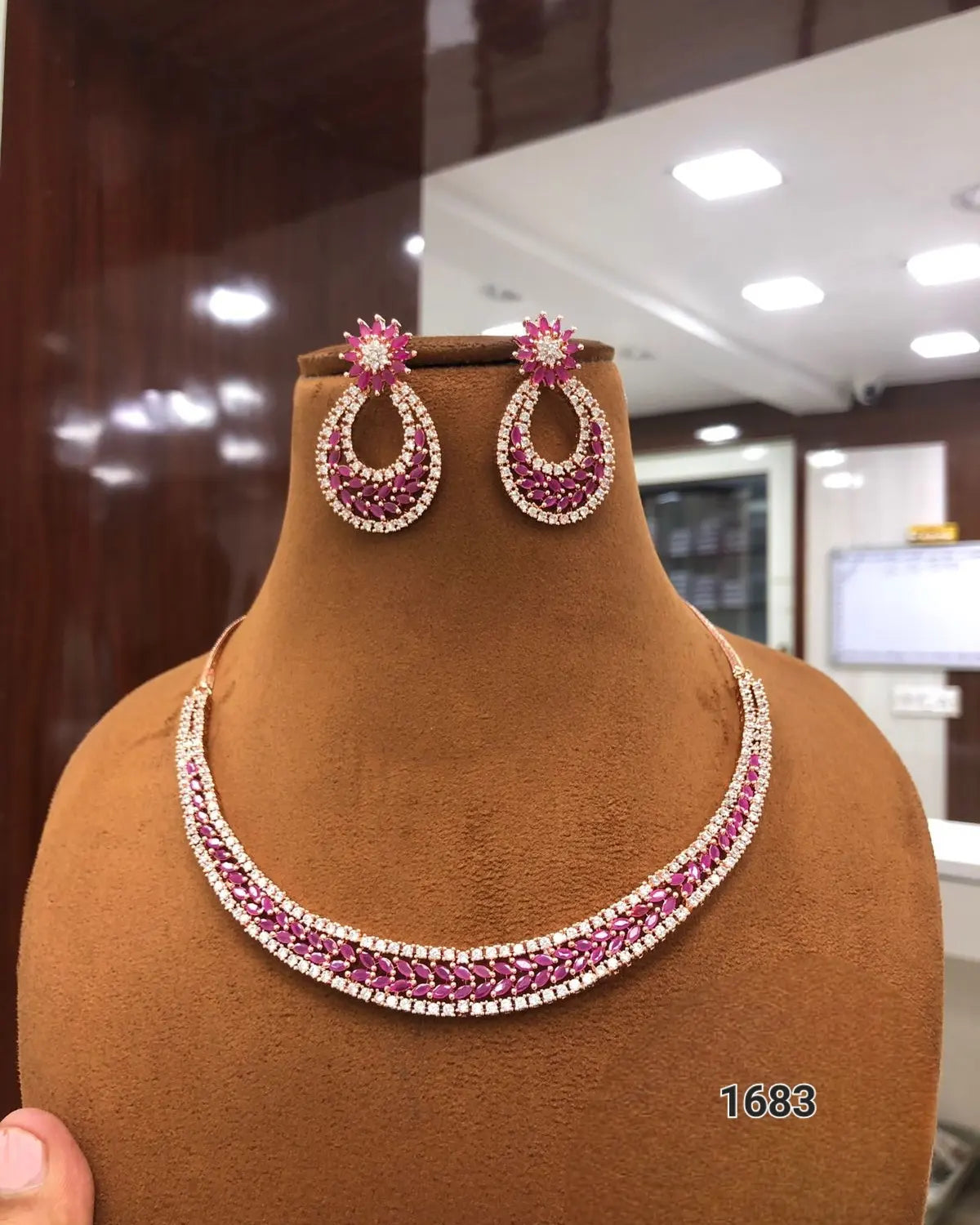 Shine Bright with our American Diamond Necklace and Earrings Set