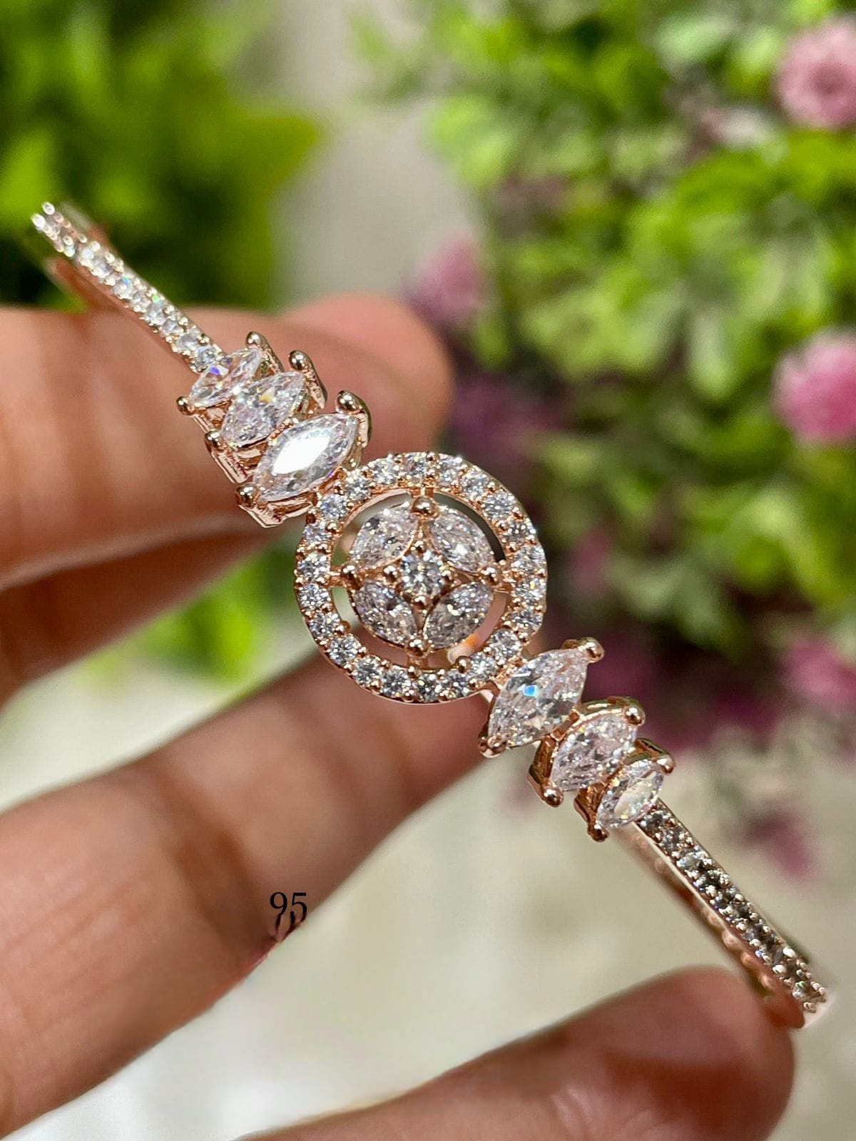 Amazon.com: Priyaasi Sparkling American Diamond Bracelet for Women |  Fashionable & Elegant Leaf Design | Rose Gold-Plated | Brass Metal |  Interlock Closure | One Size | Party/Prom Bracelet for Girls: Clothing,