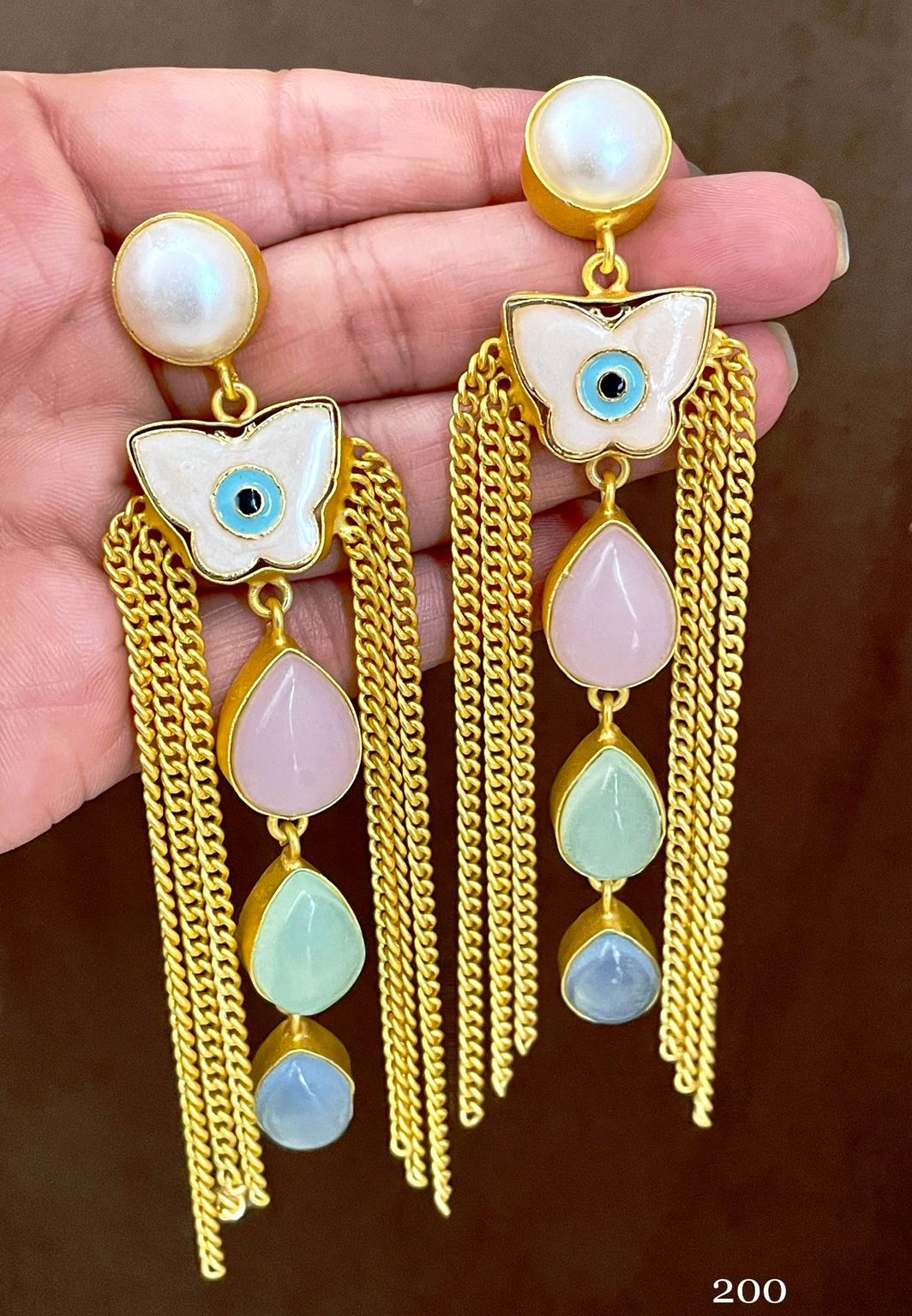 Amazon.com: Blue Topaz & Lemon Quartz Gold Chain Ball Earring Gemstone Ball  Drop Earring Dangle Ball Earring In Gold For Women Handmade Women Jewelry  (Rose Gold): Clothing, Shoes & Jewelry