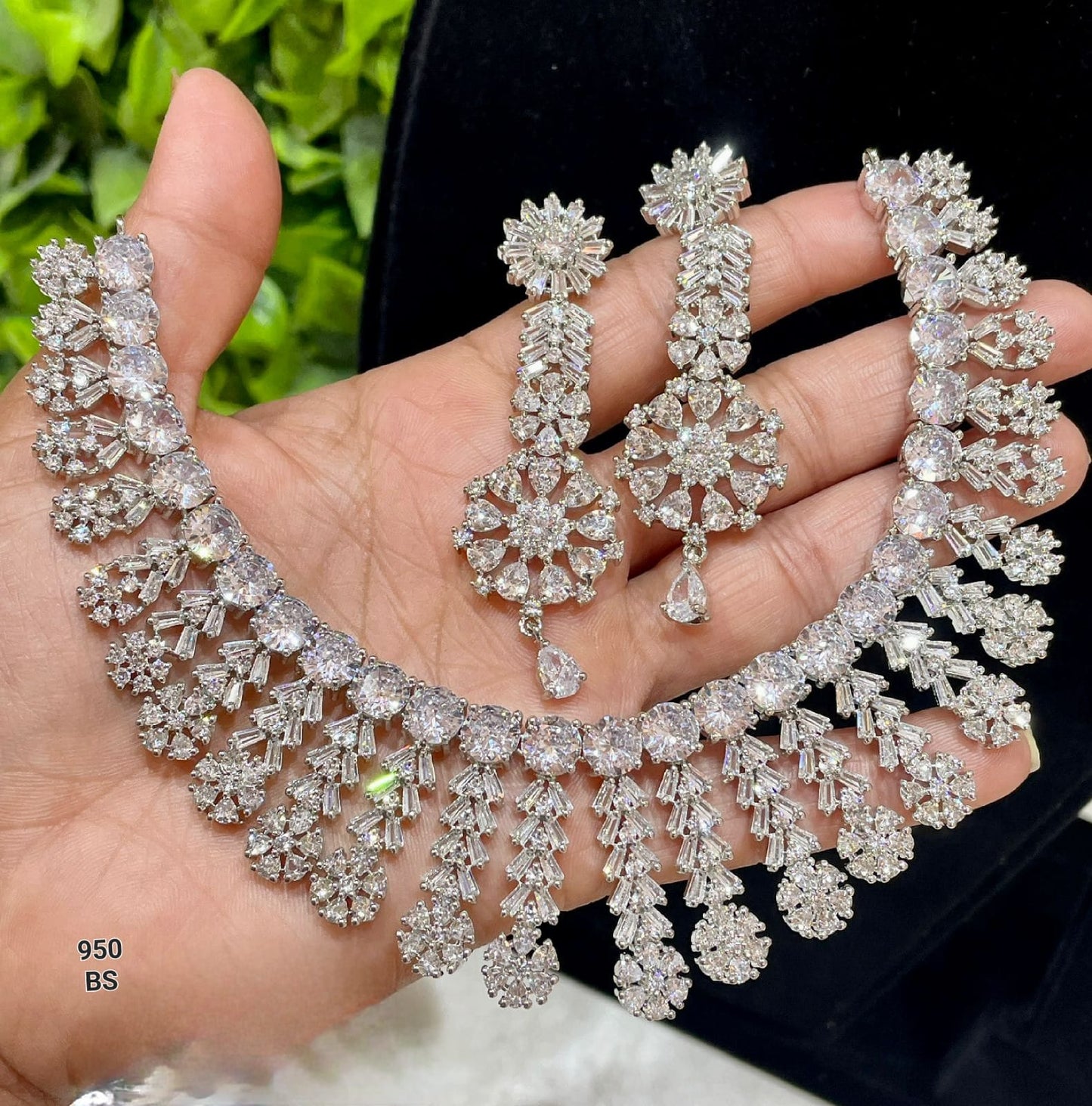 Sparkling American Diamond Jewelry Ensemble: Necklace & Earrings