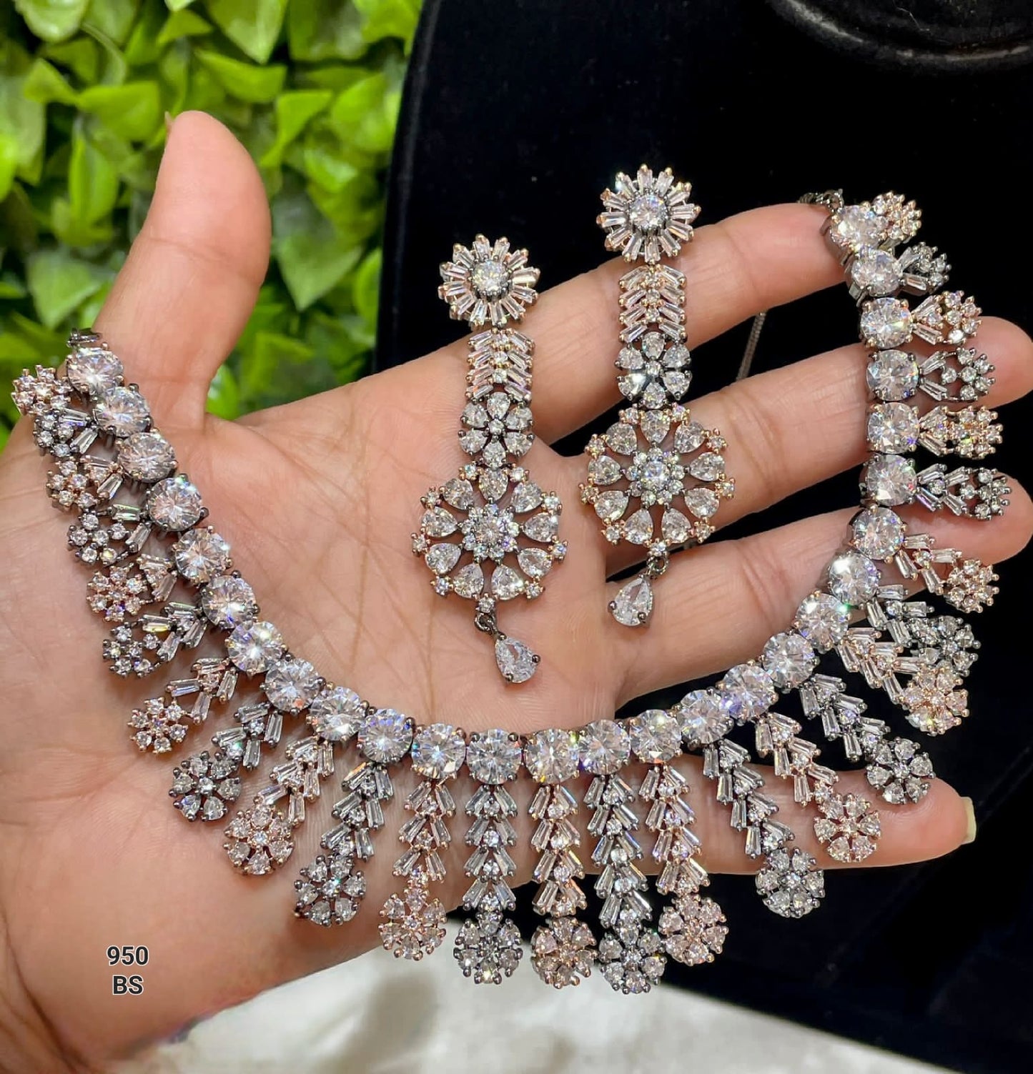 Sparkling American Diamond Jewelry Ensemble: Necklace & Earrings