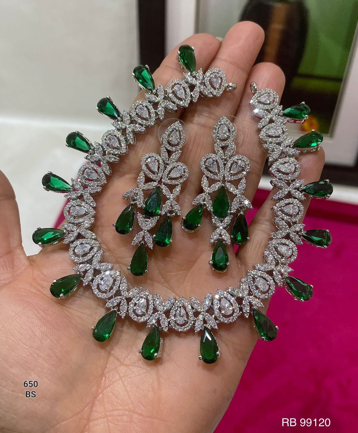 Necklace and Earrings Diamond Jewelry Set, Gemstone necklace set , Wedding jewelry