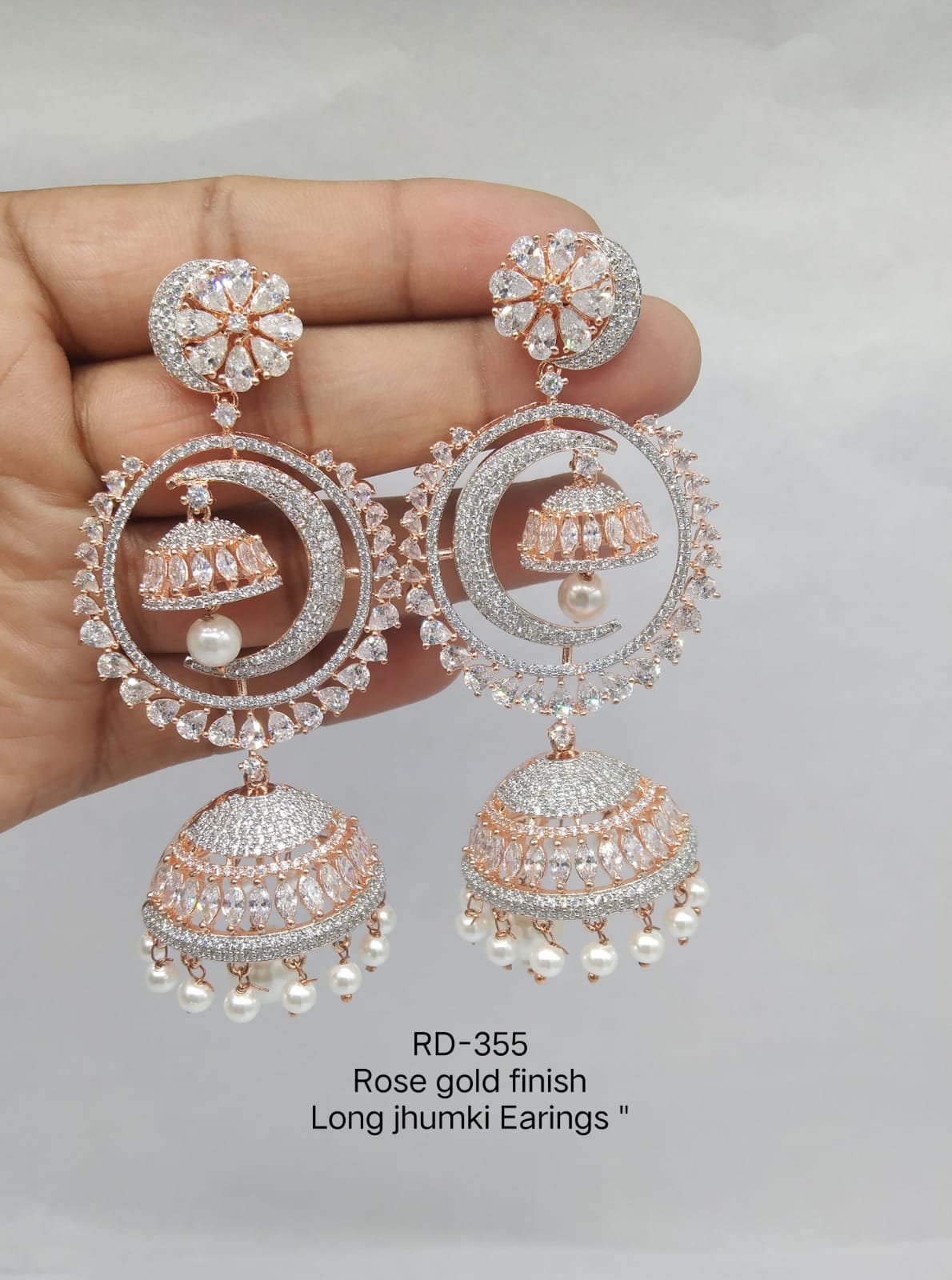Radiant Charisma: American Diamond Jhumka Earrings for Timeless Glamour