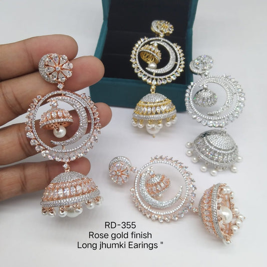 Radiant Charisma: American Diamond Jhumka Earrings for Timeless Glamour